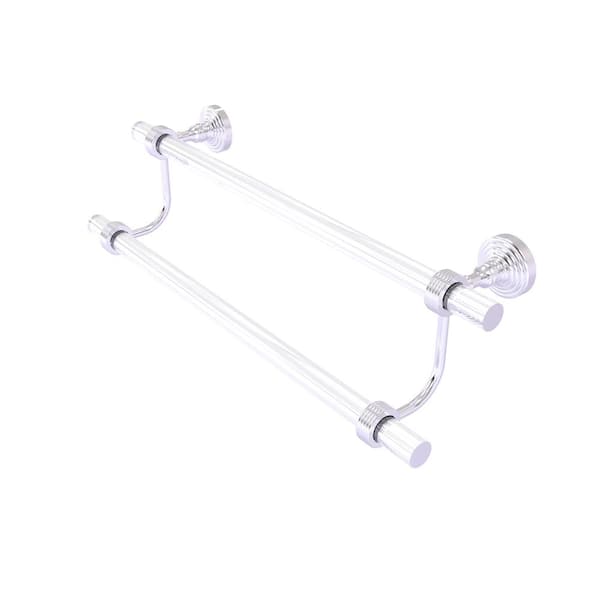 Allied Brass Pacific Grove Collection 24 in. Wall Mounted Double Towel Bar with Groovy Accents in Satin Chrome