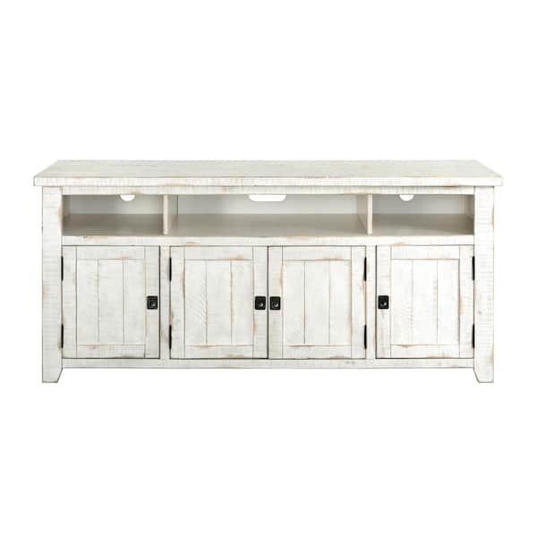 Martin Svensson Home Foundry White Metal TV Stand Fits TVs Up to 70 in. with Adjustable Shelves