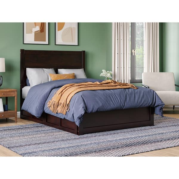 AFI NoHo Espresso Full Solid Wood Storage Platform Bed with Footboard and 2-Drawers