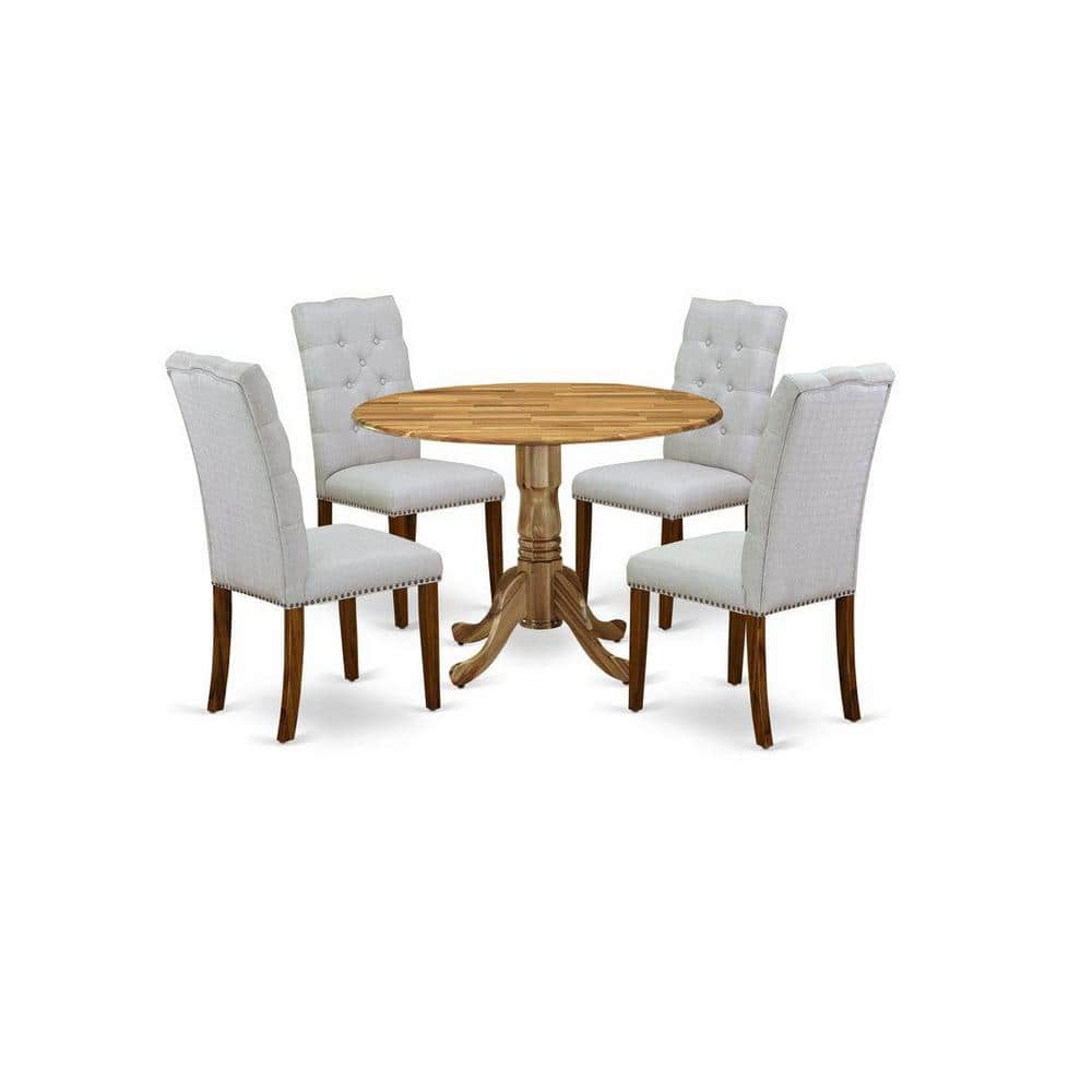 5-Piece Round Natural Oak Finish Solid Wood Top Dining Table with 4 Parson Chair with Lattice Back price history on PriceWatchPro