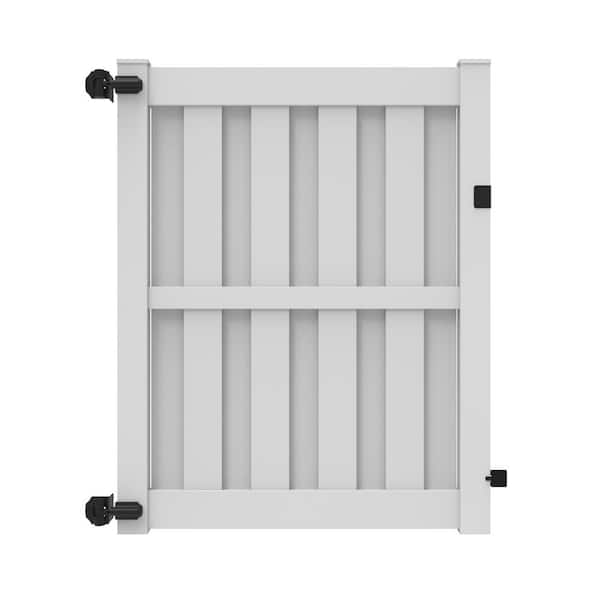 Barrette Outdoor Living Palisade 5 ft. x 6 ft. White Vinyl Shadowbox Fence Gate Kit