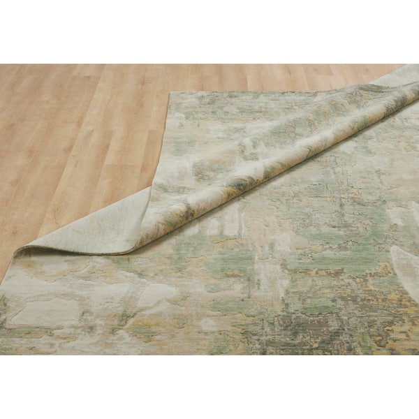Ventura 3 ft. x 5 ft. Neutral Colorway with Soft Green Tones Abstract Washable Area Rug
