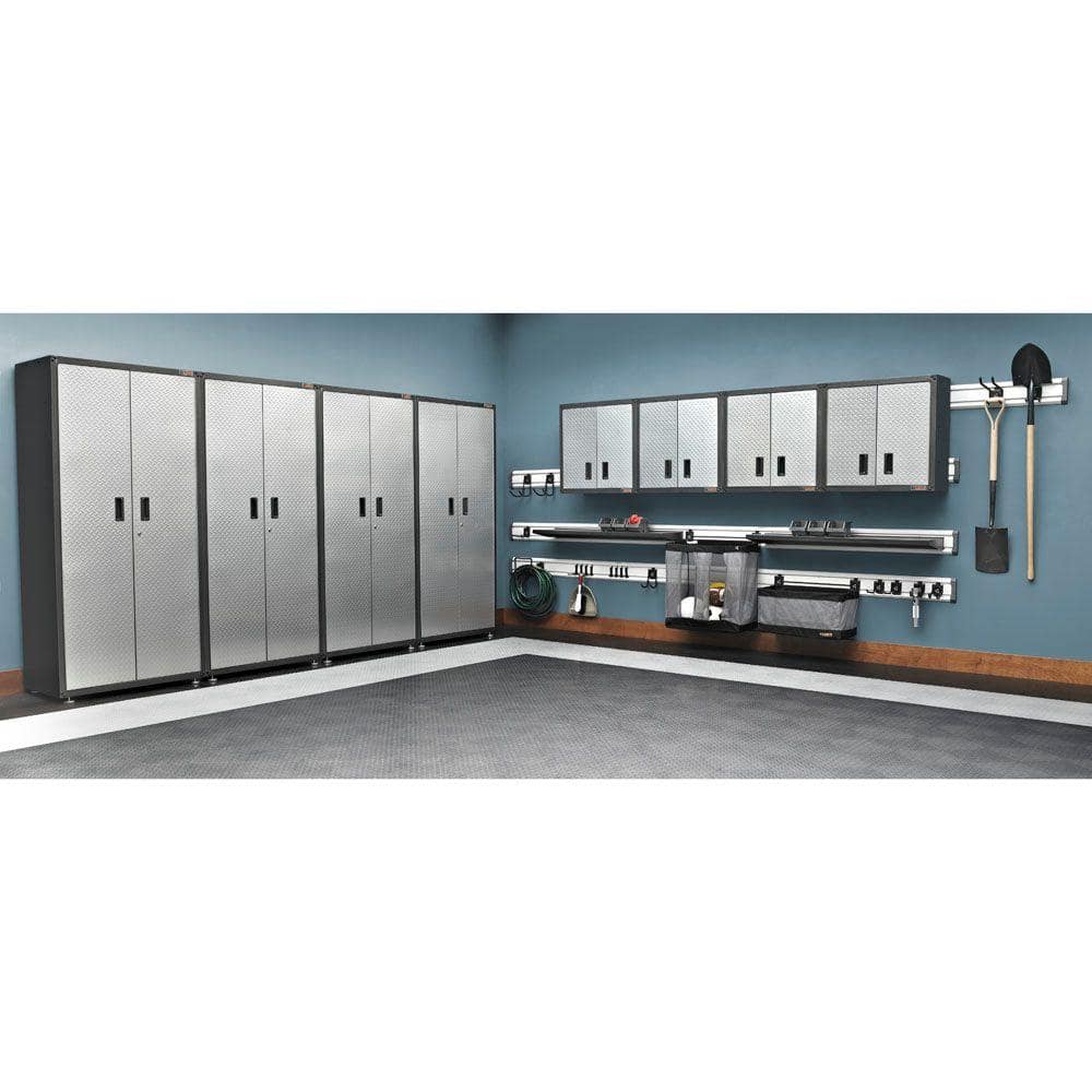 Silver Tread Steel Wall-Mount Office Cabinet with Adjustable Shelves