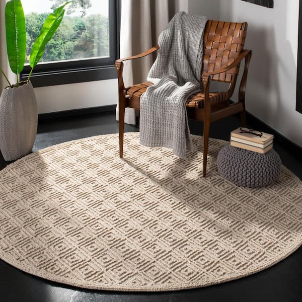 Trace Beige 6 ft. x 6 ft. Round Area Rug
