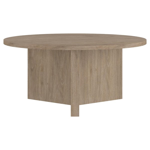 Meyer&Cross Anders 36 in. Antiqued Gray Oak Round MDF Top Coffee Table
