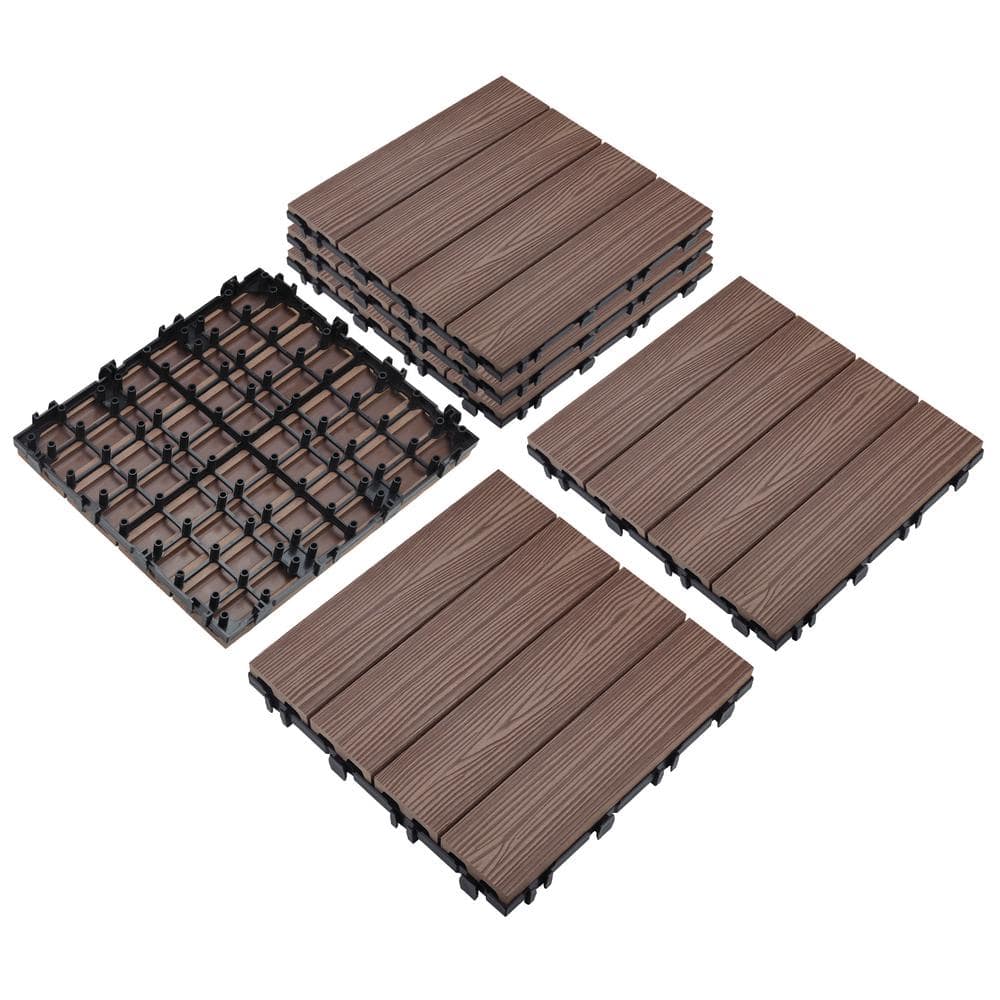 Square 1 ft. x 1 ft. Wood-Plastic Composite Deck Tiles in Russet Canyon (6-