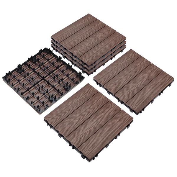 Design House Square 1 ft. x 1 ft. Wood-Plastic Composite Deck Tiles in Russet Canyon (6-Pack)