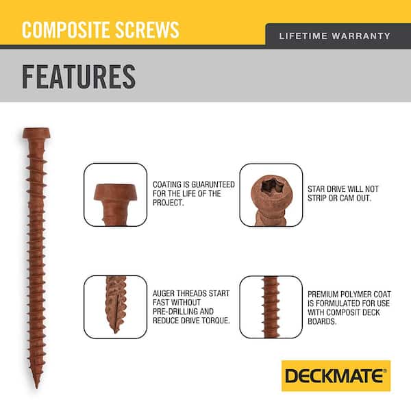 DECKMATE 10 x 3 in. Red Star Pan-Head Composite Deck Screws 5 lbs.-Box (310-Piece)