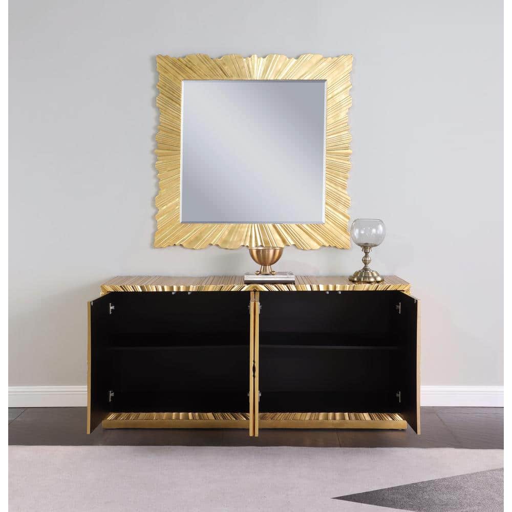 Lacy Metallic Gold Sheen Sideboard with Two Doors