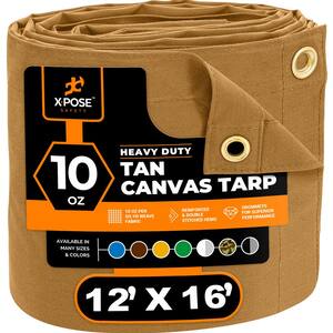 Canvas Heavy Duty 12 ft. W X 16 ft. L Tan 10 OZ Tarp