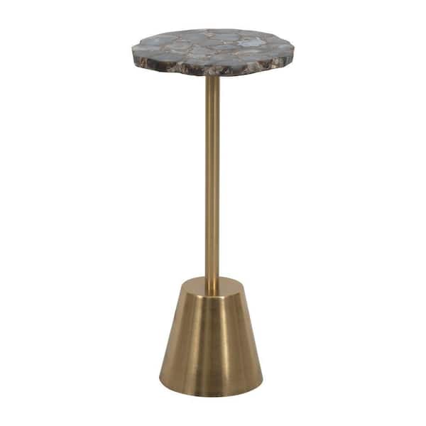 Liv & Skye 10 in. Gold Circle Agate Accent Table