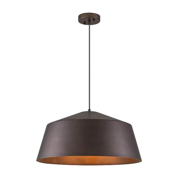 Cedric Contemporary Industrial 21.25 in. 1-Light Vintage Brown Oversized lsland Pendant Light