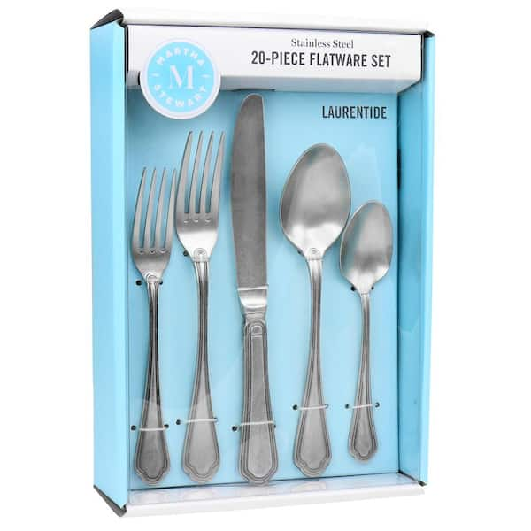 MARTHA STEWART Laurentide Vintage 20-Piece Stainless Steel Flatware Set