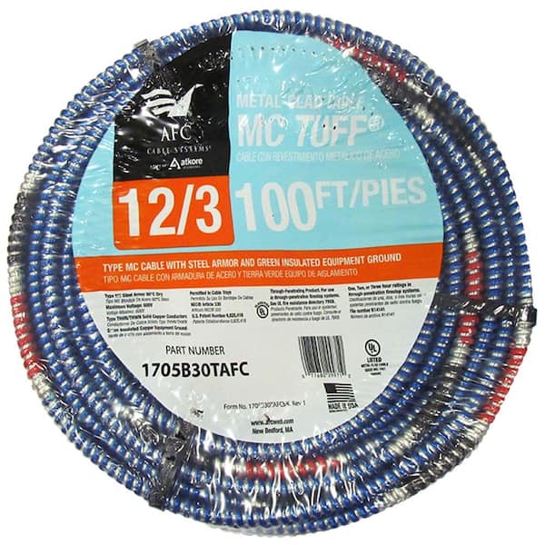 AFC Cable Systems 12/3 x 100 ft. Solid MC Tuff Cable