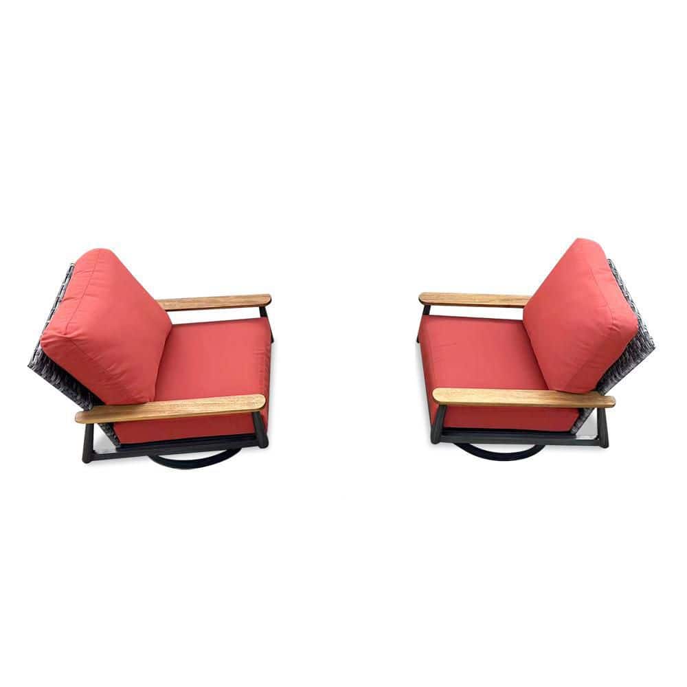 Manbo Swivel Aluminum Wicker Outdoor Lounge Chair with Sunbrella Canvas Terracotta Cushions (2-Pack) price history on PriceWatchPro