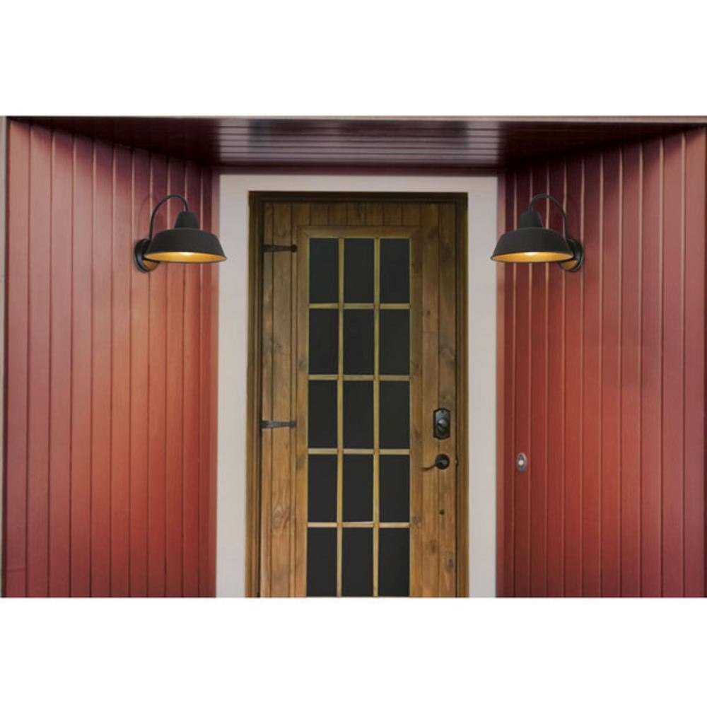 Antique Black Aluminum Barn Sconce with Dimmable LED Light