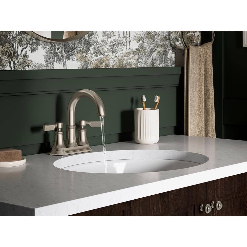 Elegant Brushed Nickel Dual-Handle High Arc Bathroom Faucet
