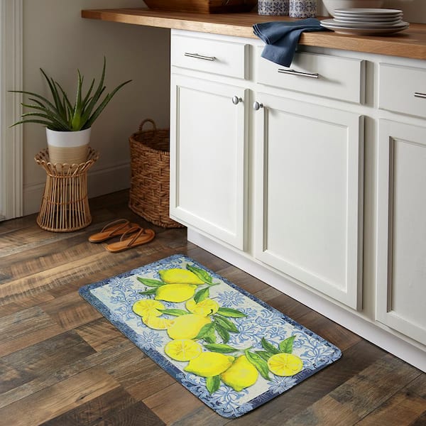 Floor Mat, Blue Floor Mat Sunflowers & Hydrangeas Anti Fatigue Mat Memory  Foam Cushion Mat Kitchen Mat for Floor Blue Kitchen Rug Floral Mat 