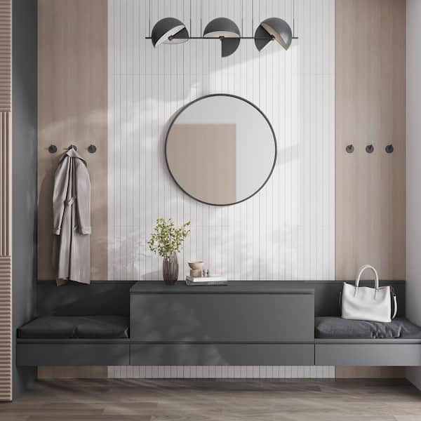 Bois 24 in. x 48 in. Matte Snow White Ceramic Fluted Large Format Wall Tile (15.5 sq. ft./case)-2 Pack