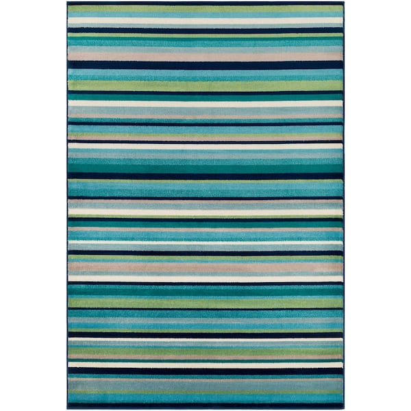 Artistic Weavers Sora Teal/Lime 7 ft. 9 in. x 11 ft. 2 in. Striped Area Rug