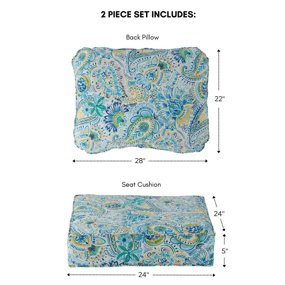 Baltic Paisley 24" x 24" Deep Seat Cushion Set with Polyester Fabric