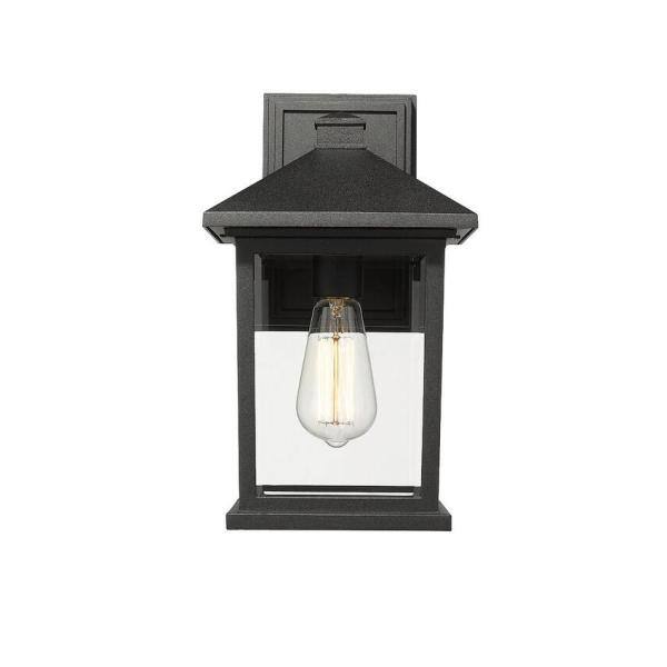 Portland Black Cast Aluminum Outdoor Wall Sconce with Clear Glass