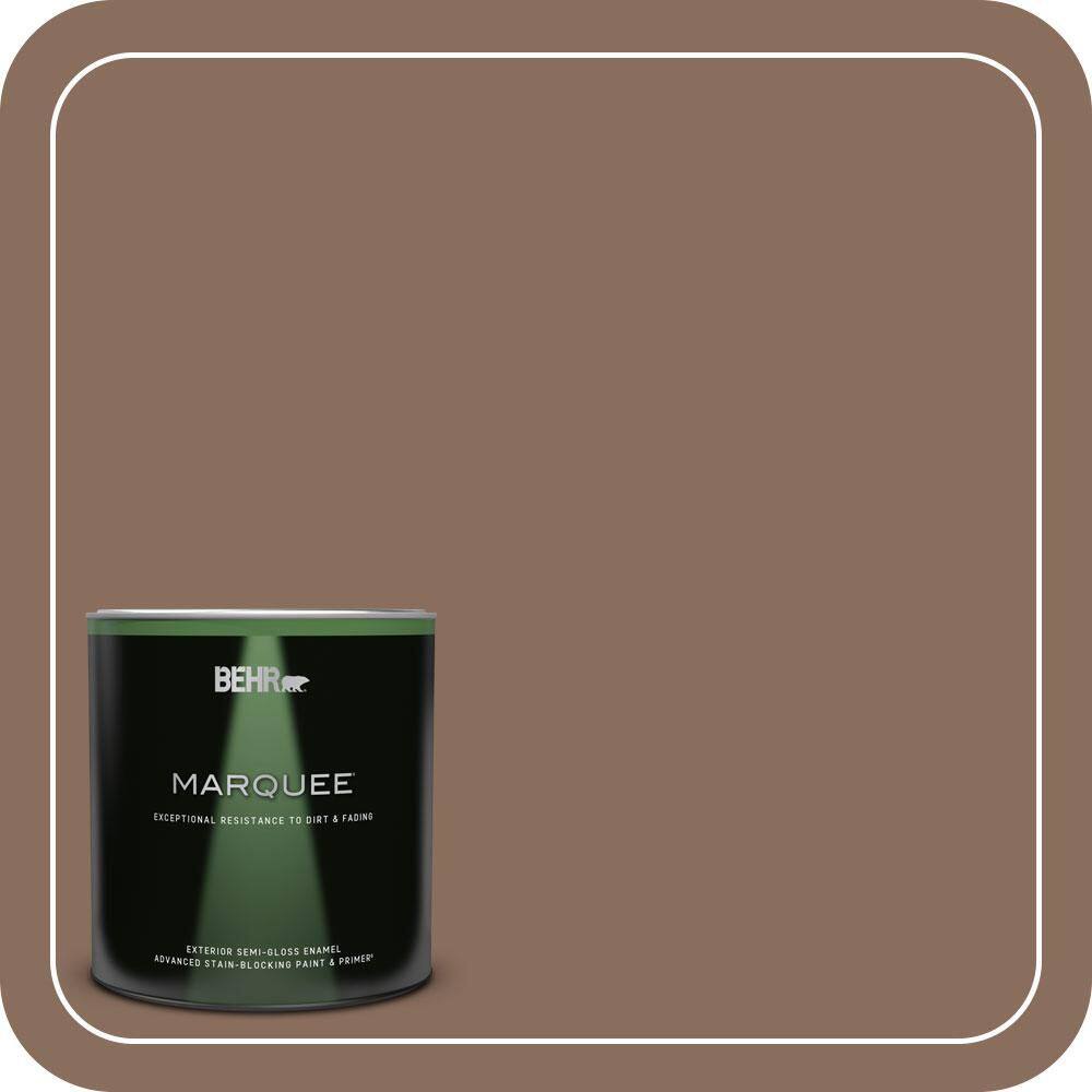 BEHR MARQUEE 1 qt. #N190-6 Nut Brown Semi-Gloss Enamel Exterior Paint ...