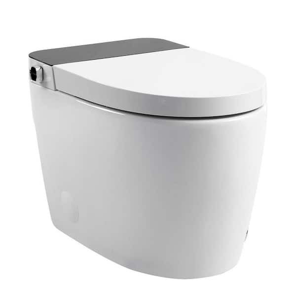 HOMEMYSTIQUE Comfort Height Intelligent 1-Piece Toilet Square in White ...