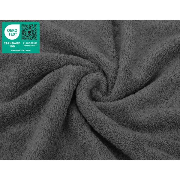 American Soft Linen Washcloth Set 100% Turkish Cotton 4 Piece Face Hand Towels for Bathroom and Kitchen - Dark Gray