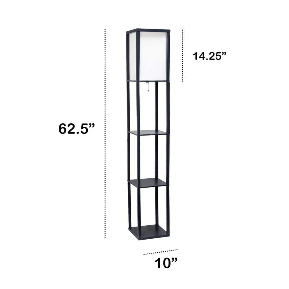 Black 62.5" Floor Lamp with Linen Shade and Shelves