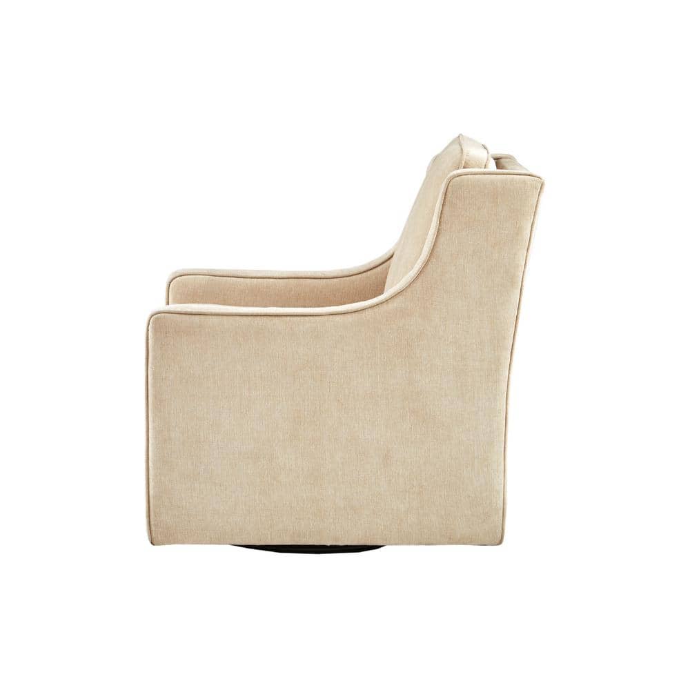 Cream Lawson Swivel Accent Chair with Wood Frame