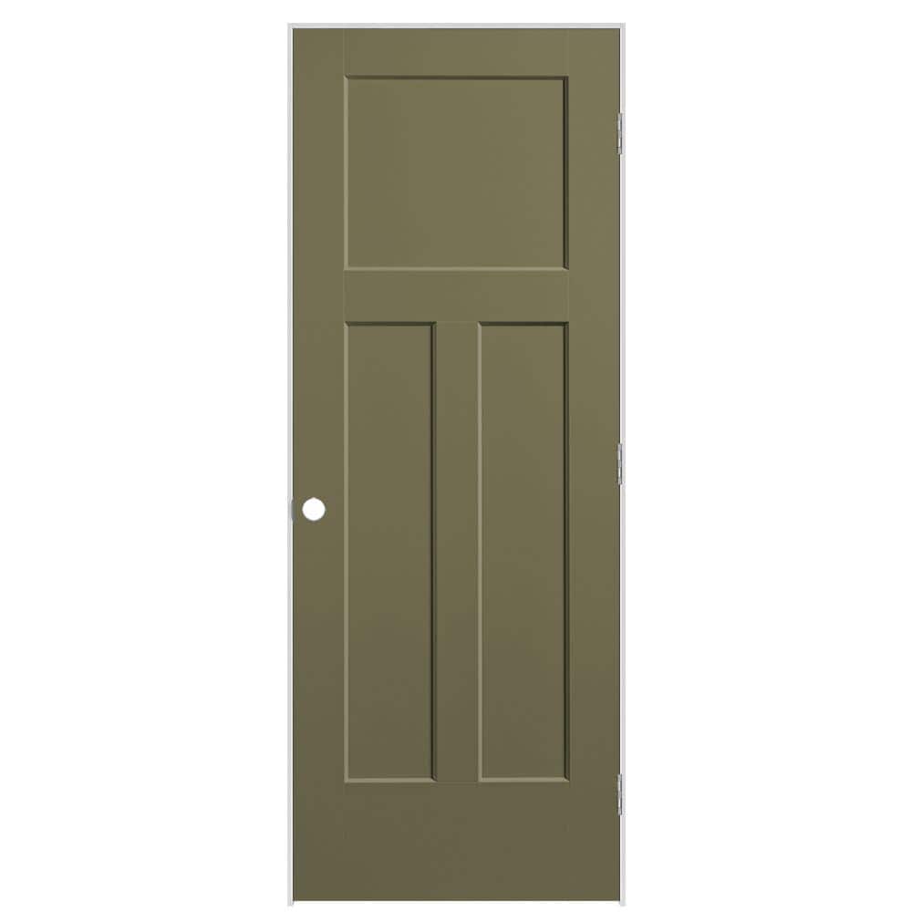 30 in. x 80 in. 3-Panel Winslow Left-Hand Solid Core Truly Olive Molded Composite Single Prehung Interior Door