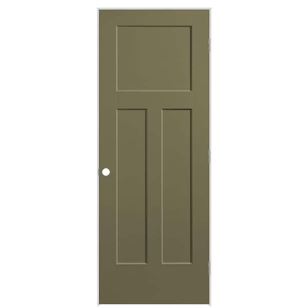 Masonite 30 in. x 80 in. 3-Panel Winslow Left-Hand Hollow Core Truly Olive Molded Composite Single Prehung Interior Door