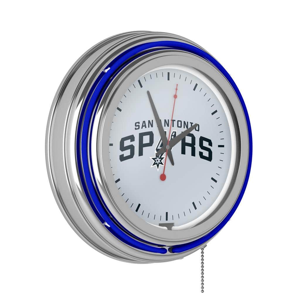 San Antonio Spurs Blue Logo Lighted Analog Neon Clock