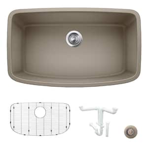 Valea 32 in. Undermount Single Bowl Truffle Granite Composite Kitchen Sink Kit with Accessories