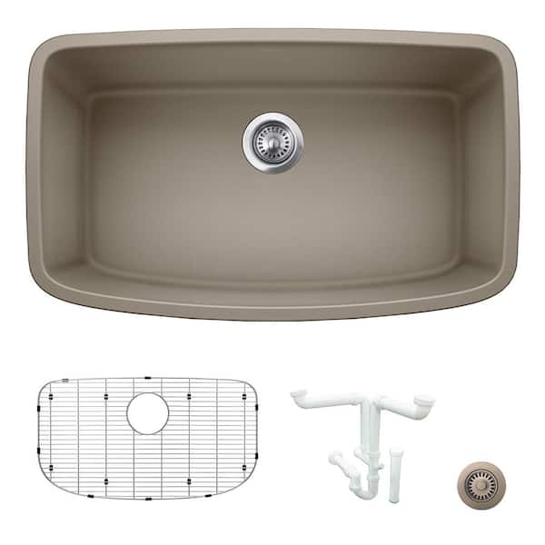 Blanco Valea 32 in. Undermount Single Bowl Truffle Granite Composite Kitchen Sink Kit with Accessories