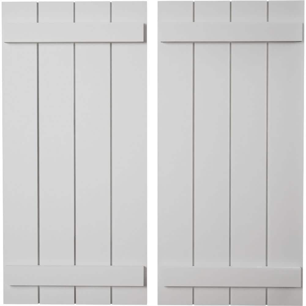 22 in. x 34 in. Timberthane Polyurethane 4-Board Joined Board-n-Batten Smooth Faux Wood Shutters Pair price history on PriceWatchPro