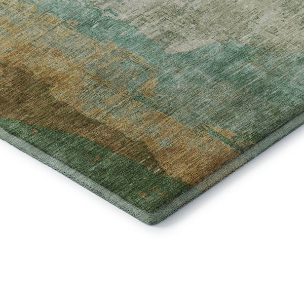 Mayfield Premium Machine Washable Abstract AMF2041 Aloe 8 ft. x 10 ft. Area Rug