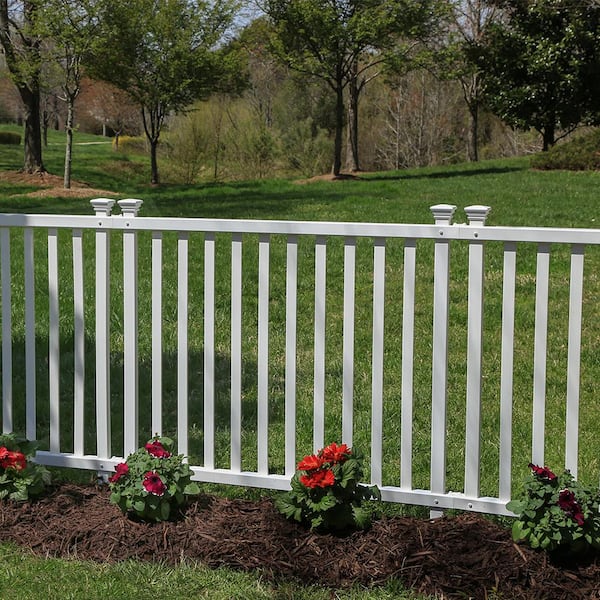 3 ft. H x 3.5 ft. W Baskenridge No-Dig Vinyl Garden Picket Fence Panel Kit (2-Pack)