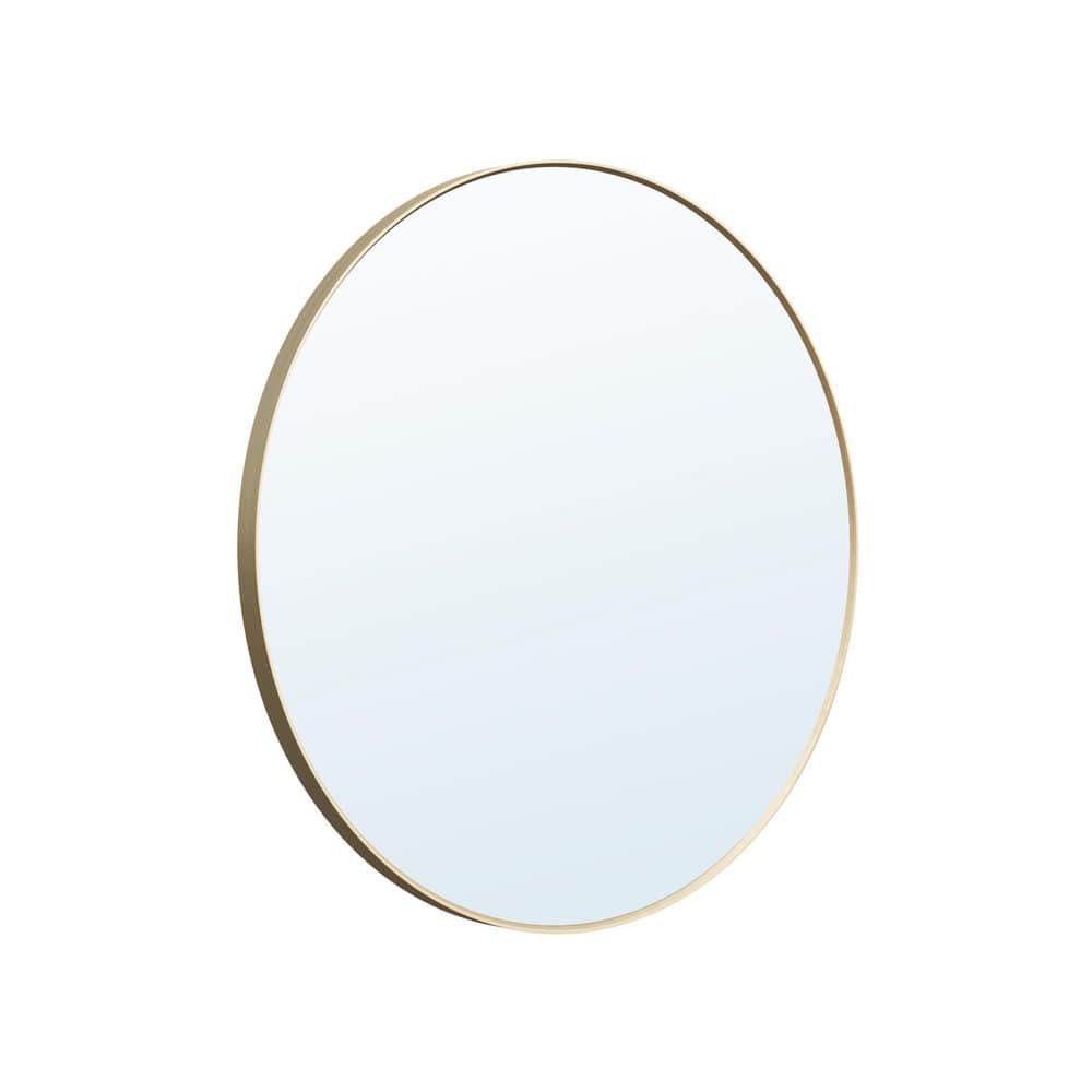 24 in. W x 24 in. D Round Framed Wall Bathroom Vanity Mirror Decor Mirror in Brushed Gold price history on PriceWatchPro