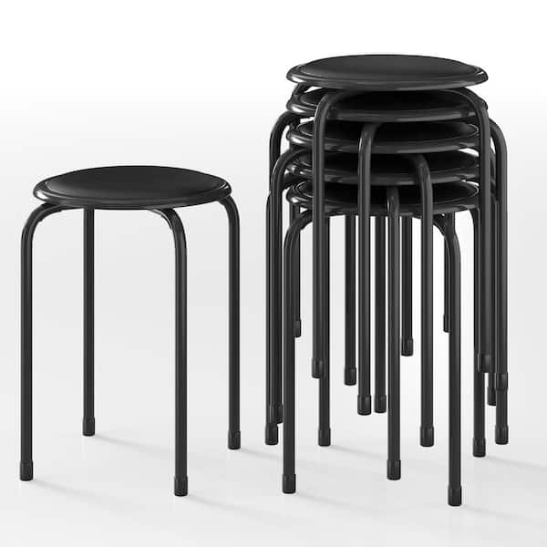 VECELO Stackable Stools Set of 6, 17 in. Metal Padded Counter