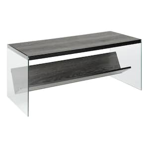 SoHo 40 in. L Weathered Gray and Glass 17 in. H Rectangle Particle Board Coffee Table with Shelf