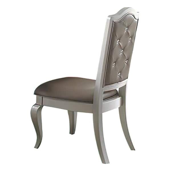 Acme Furniture Francesca Silver PU and Champagne Tufted Side Chair (Set of 2)