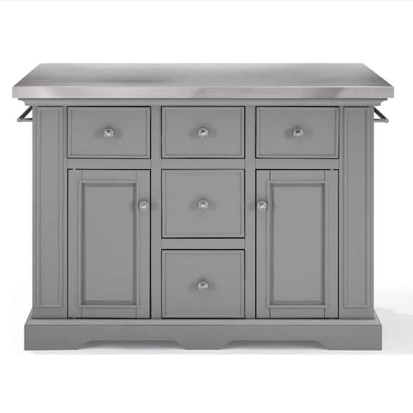CROSLEY FURNITURE Julia Gray Kitchen Island with Towel Rack