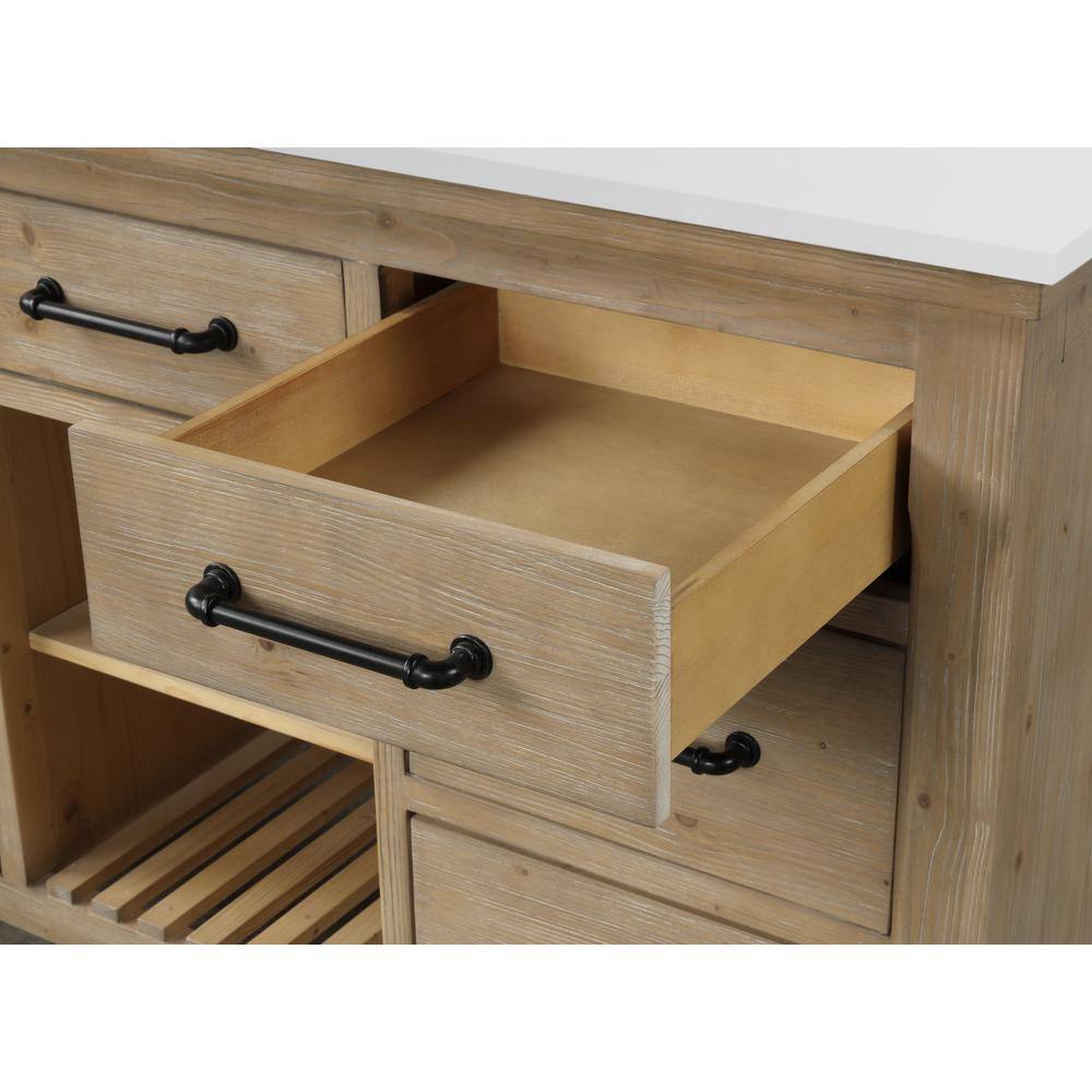 Lauren 55'' Weathered Fir Single Bathroom Vanity with White Stone Top