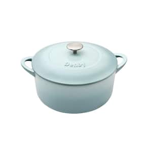 Heritage Pavilion 4 qt. Round Cast Iron Casserole Dish in Blue with Lid