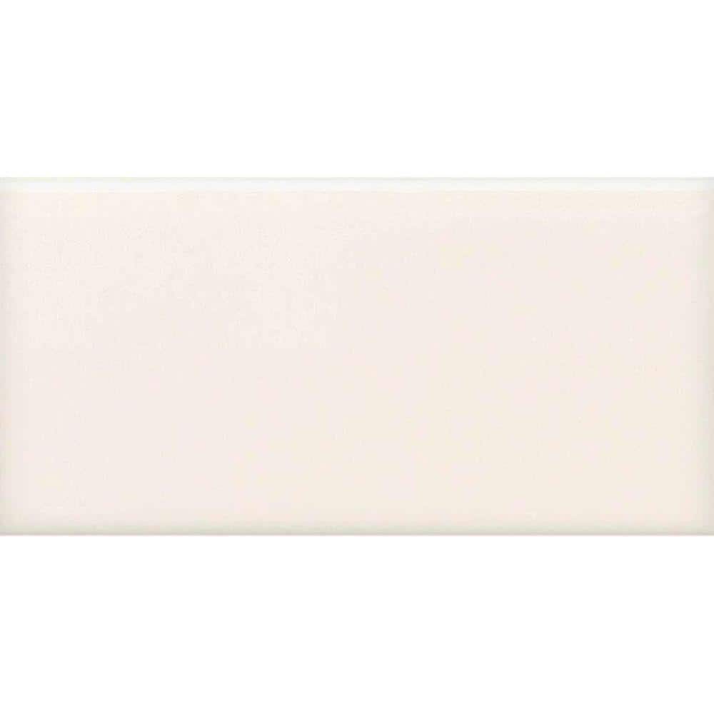 Semi-Gloss White 2 in. x 6 in. Ceramic Bullnose Cap Wall Tile (0.083 sq. ft