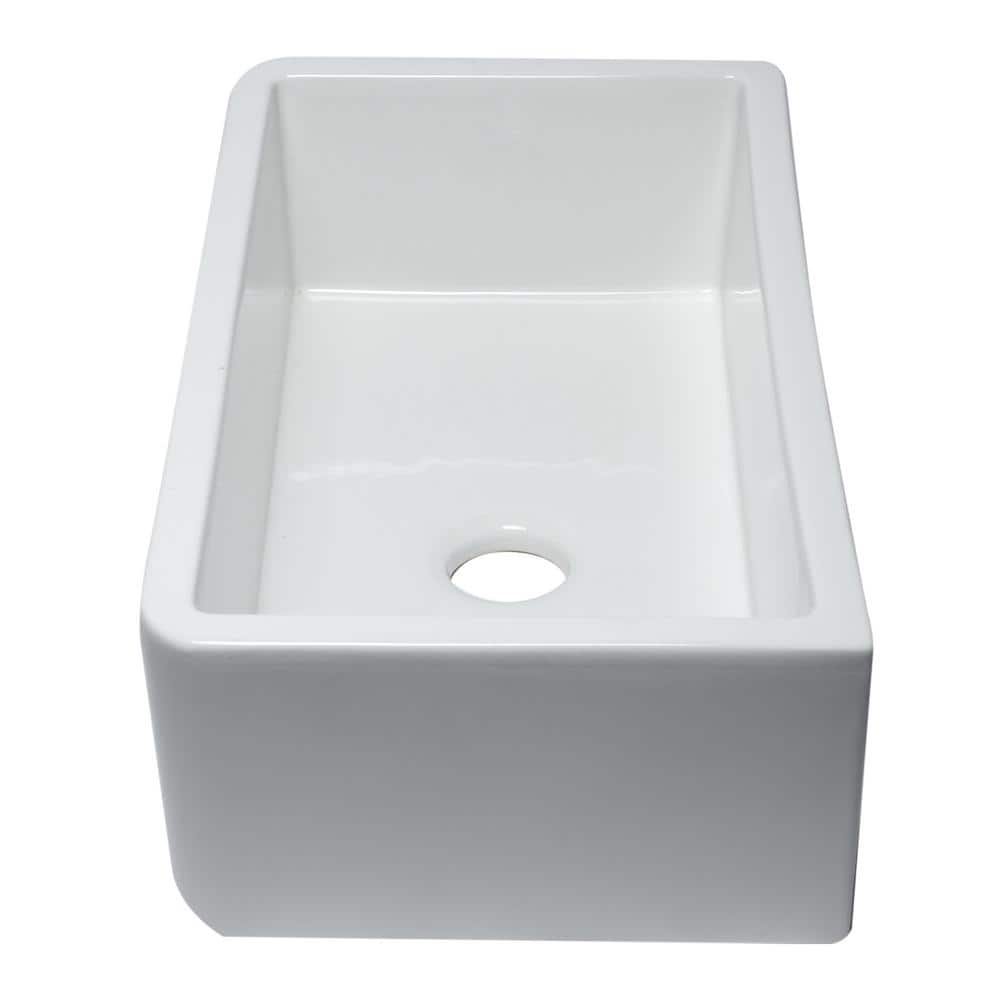 White Fireclay Single Bowl Farmhouse Drop-In Sink