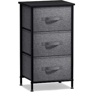 3 Drawers Black Nightstand 28.75 in. H x 17.75 in. W x 11.87 in. D