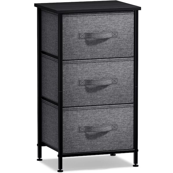 Sorbus 3 Drawers Black Nightstand 28.75 in. H x 17.75 in. W x 11.87 in. D